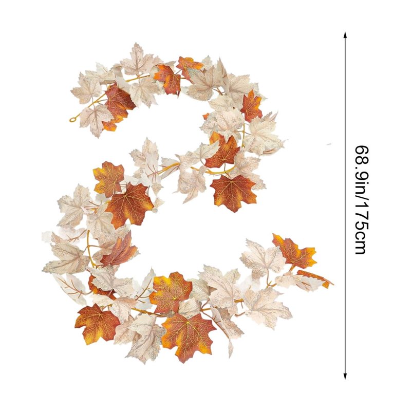 Artificial Maple Leaf Vine Garland for Halloween & Thanksgiving, 68 Inch DIY Decor
