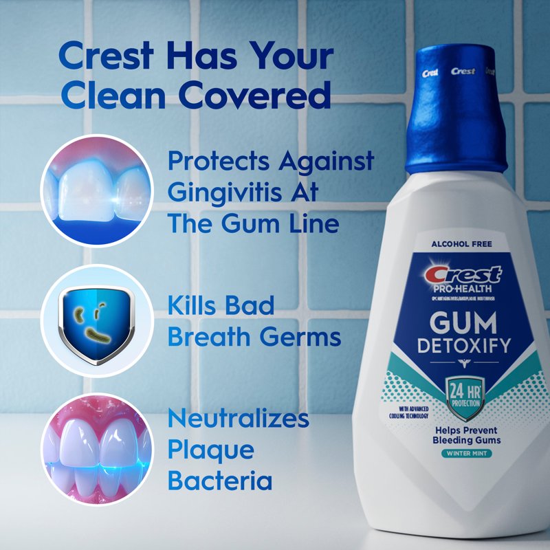 Crest Mouthwash Pro-Health Gum Detoxify Winter Mint 500mL - Multipack Options