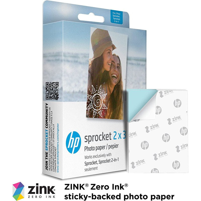 HP Sprocket Zink Photo Paper 2x3 Inches - 100 Sheets for Instant Photo Printing