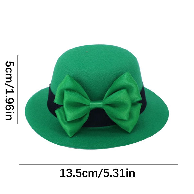 Green Leprechaun Top Hat for St. Patrick's Day Costume Accessory - Unisex Irish Felt Hat with Bow