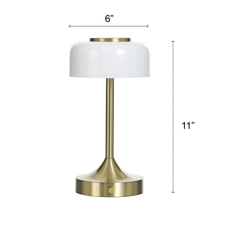 Rechargeable Milk Glass Table Lamp with Touch Controls - Compact Bedside Light