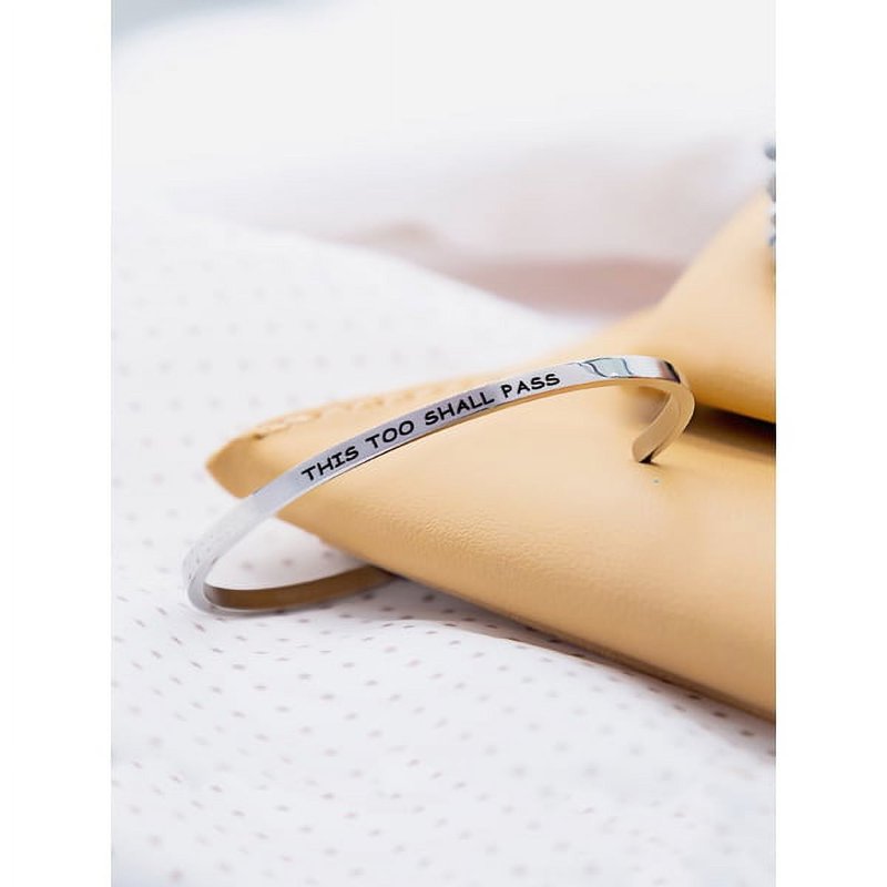 Engraved Stainless Steel Saying Bracelet - Adjustable 8-inch Jewelry for Women
