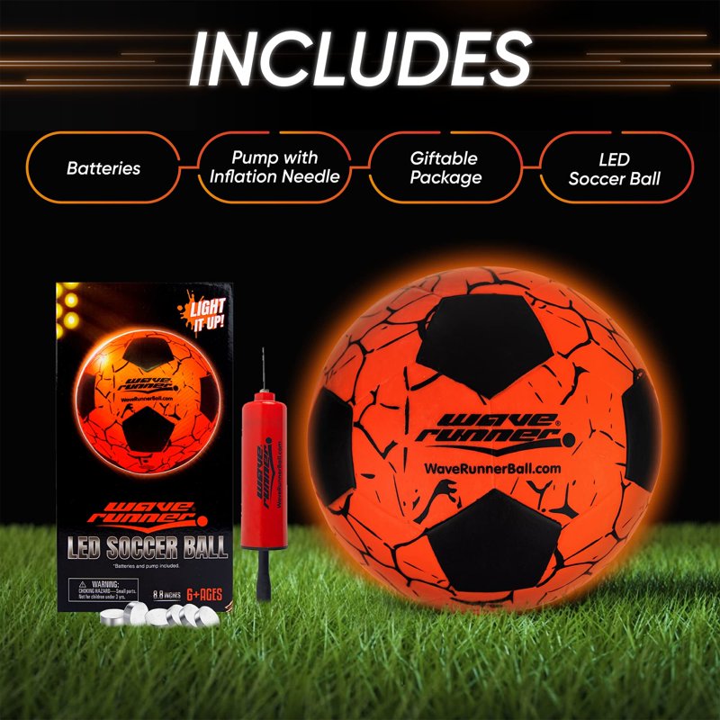 Glow-in-the-Dark LED Soccer Ball – Official Size 5 with Pump & Pre-Installed Batteries