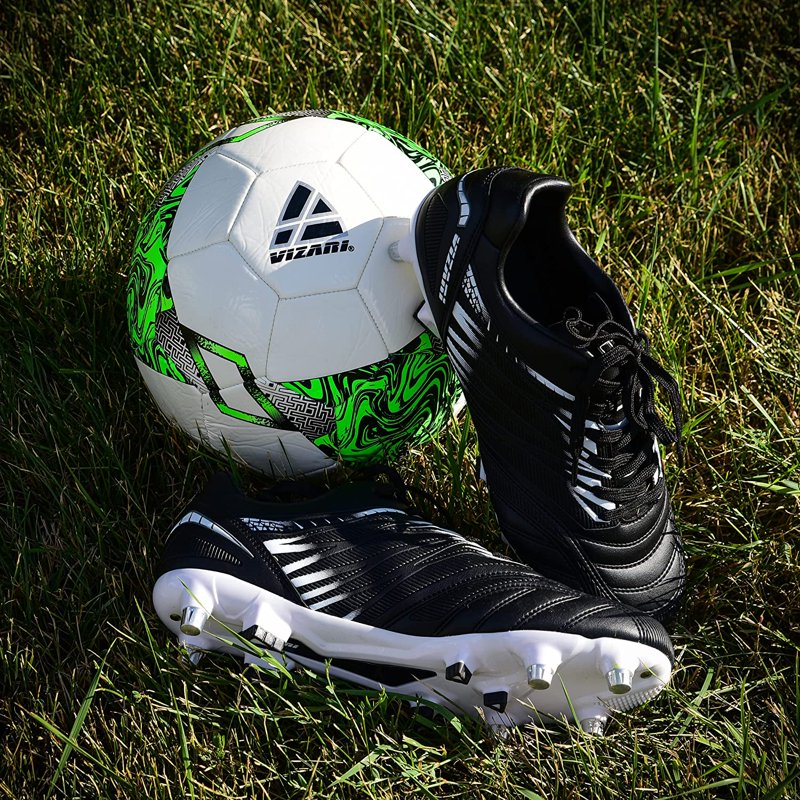 Vizari Men’s Valencia SG Soft Ground Soccer Cleats – Black White (Variation: Black White)