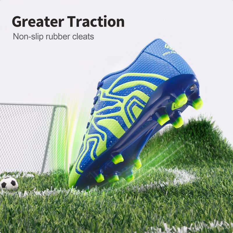 Burudani Kids Soccer Cleats Shoes - 10 Toddler Royal Lemon Green Silver