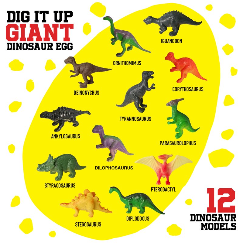 Giant Dinosaur Egg Excavation Kit for Kids - STEM Science Discovery Toy with 12 Dinosaur Models & Wooden Tools