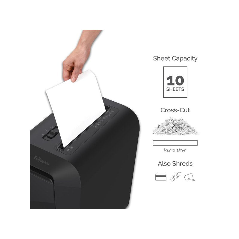Fellowes Cross-Cut Office Paper Shredder P-4, 10 Sheets per Pass, Black LX65