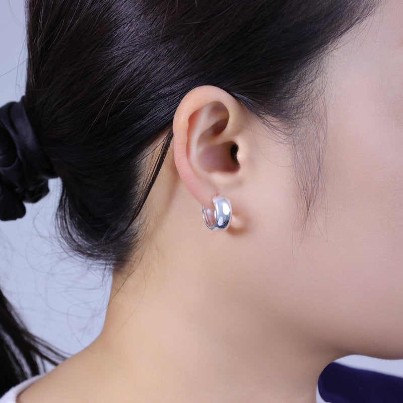 Women’s Silver-Plated Hoop Earring Set - 3 Pairs, Demi-Fine Jewelry