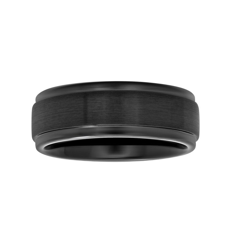 Men's Black Tungsten Wedding Band 8MM Satin Comfort Fit Ring
