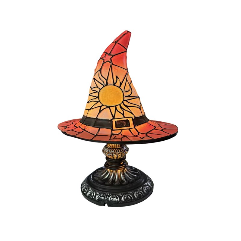 Halloween Witch Hat Stained Glass Lamp - Table Decor & Accent Lighting