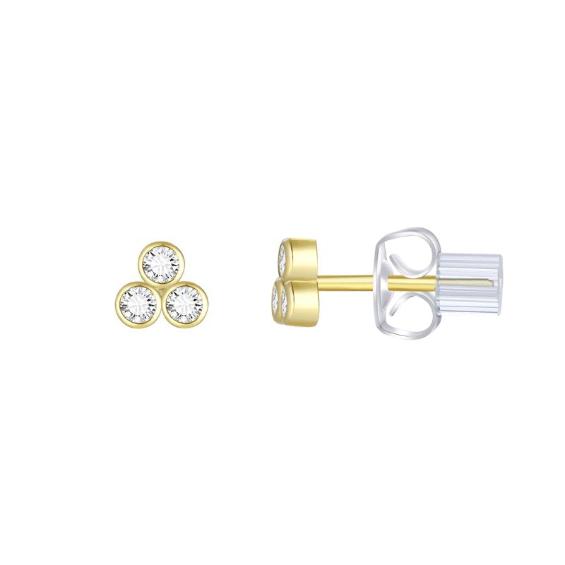 Simulated Diamond Hoop & Stud Earring Set in 14K Gold-Plated Silver