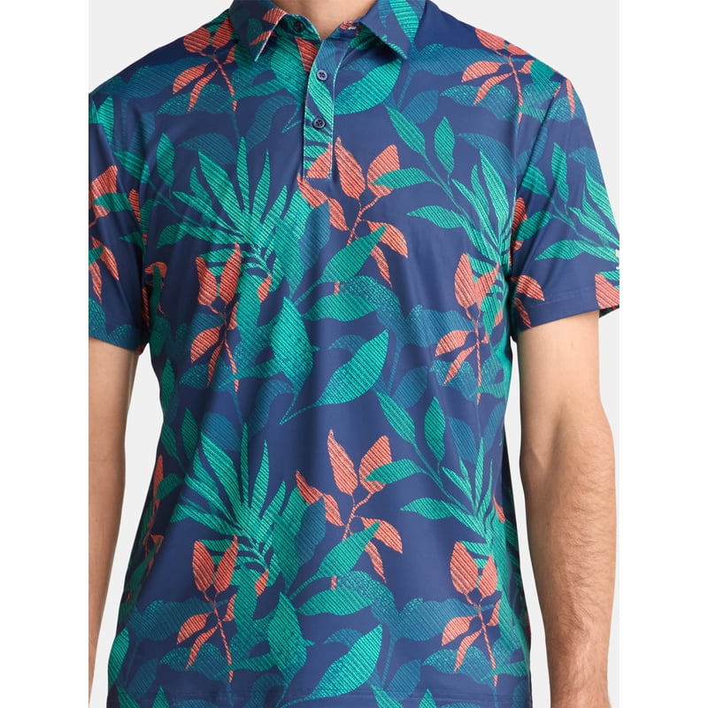 Birdie Bound Men’s & Big Men’s Novelty Golf Polo - Tropical Medieval Blue, L