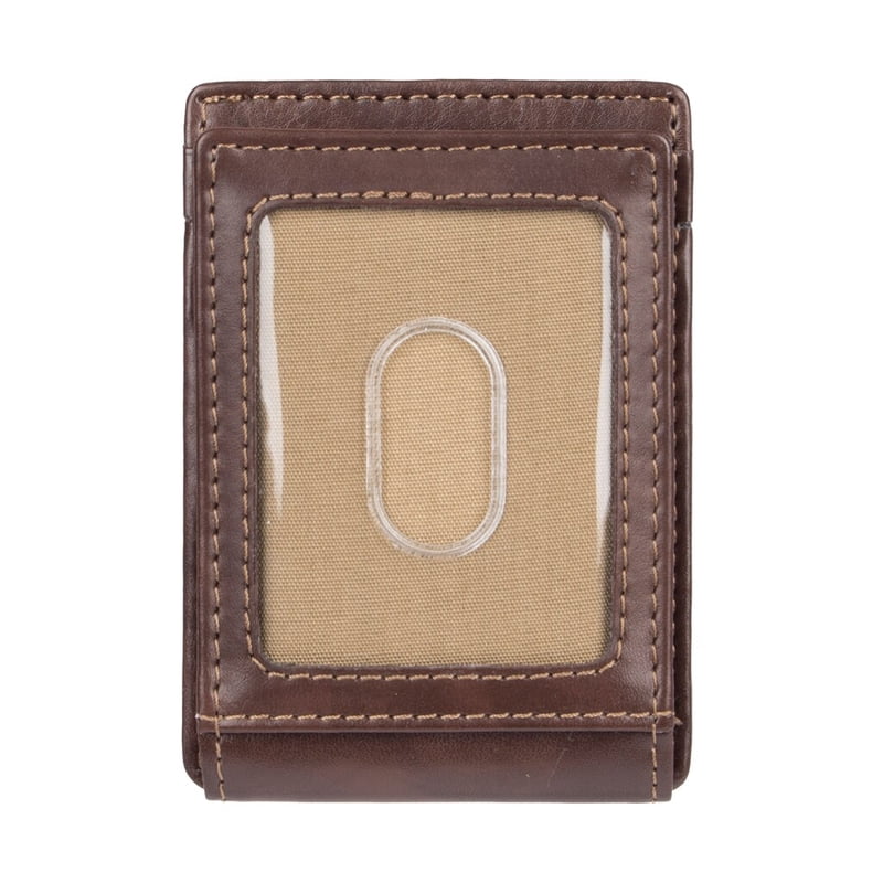 Slim RFID Wallet with Magnetic Money Clip for Men - Brown