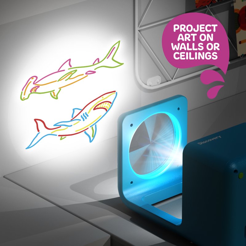 Children's Doodle Projector Light Art Station - Reusable Discs & Markers
