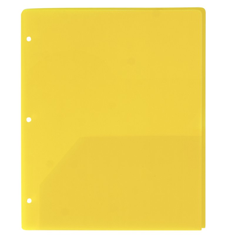 100 Pack Yellow Two-Pocket Plastic Folders with 3-Ring Hole Punch - 11.5 x 9.5 in