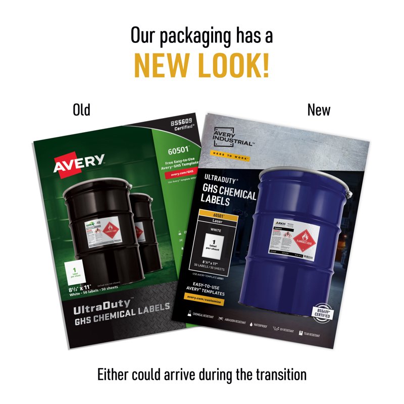GHS Chemical Labels for Laser Printers Waterproof UV Resistant 50 Sheets