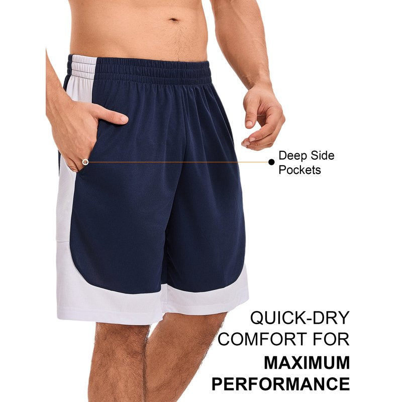 Men's Mesh Athletic Basketball Shorts with Pockets - Quick Dry Gym & Running Shorts
