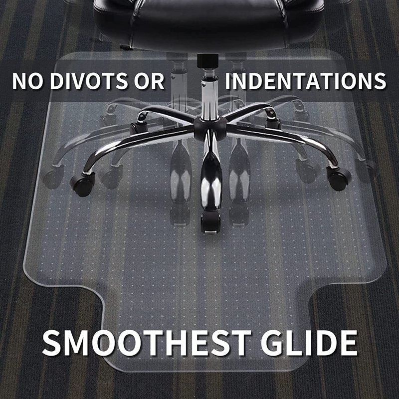 Office Chair Mat for Low-Pile Carpet 48x36 Inches Clear PVC Floor Protector with Lip
