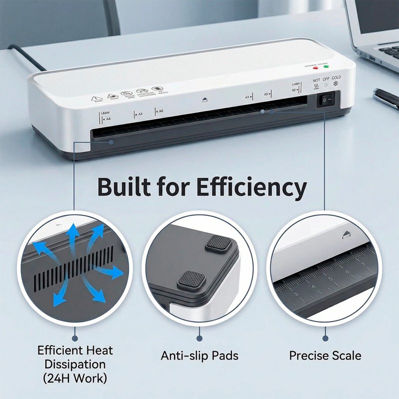 A4 Laminator Machine Hot Cold with 15 Laminating Sheets & Trimmer - Office School Home