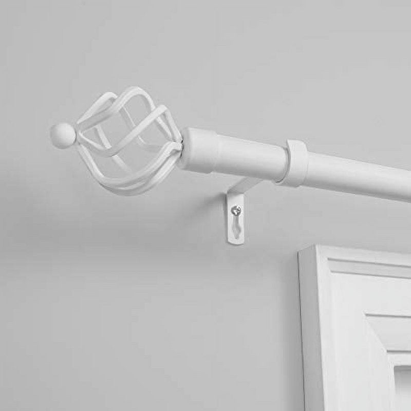 Adjustable 1-Inch Curtain Rod & Finial Set - Matte White, Supports Up to 25 lbs