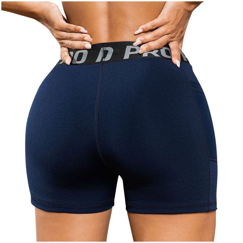 Women’s Spandex Volleyball Shorts with Mesh Pocket - Summer Workout Compression