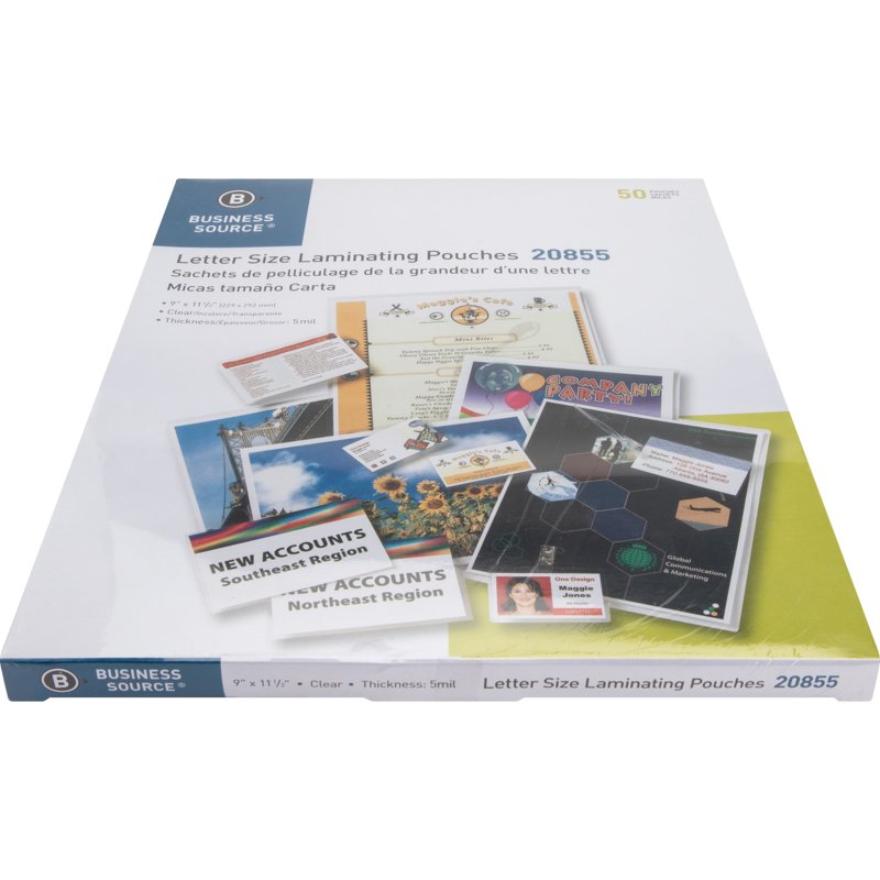 Letter Size Laminating Pouches - Clear, 50 Pack, 5 Mil Medium-Weight