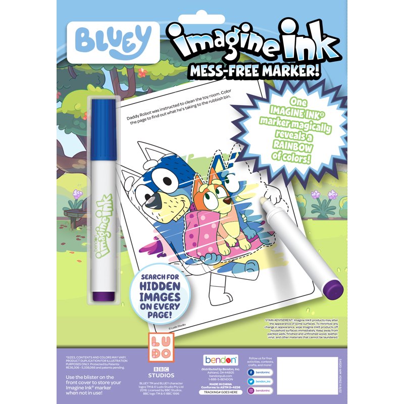 Bluey Imagine Ink Mess-Free Coloring Book with Magic Marker - 10 Pages
