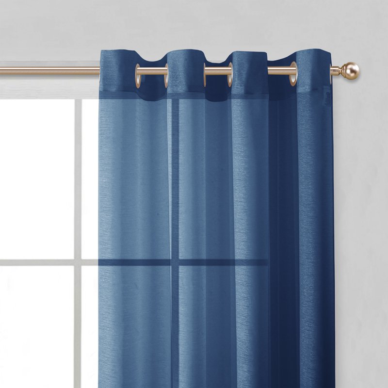 Semi-Sheer Linen Look Grommet Top Curtain Set of 4 - 54 x 84 Inches