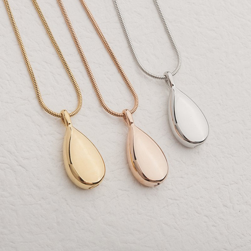 Memory Teardrop Keepsake Ashes Necklace - Cremation Memorial Jewelry