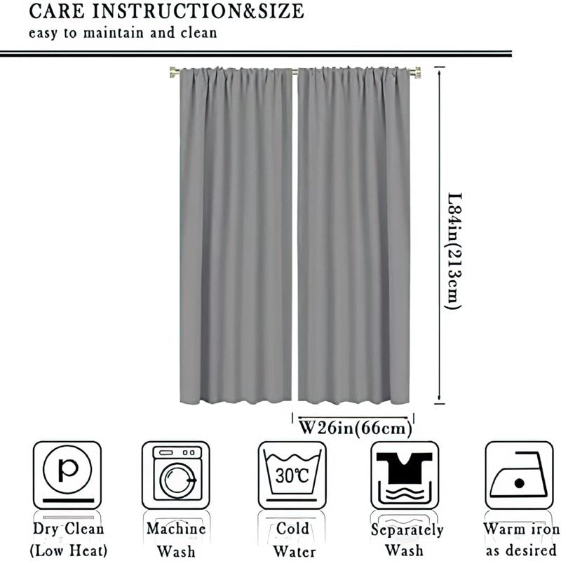 Rustic Wood Curtain Sets - Blackout Window Drapes for Living Room & Bedroom