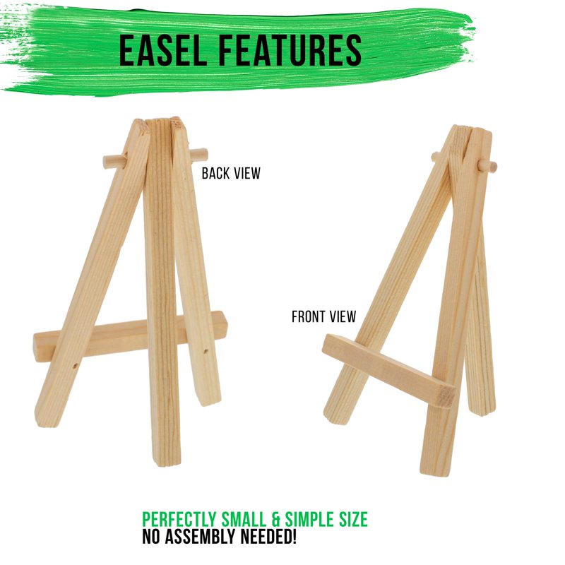 Mini Wooden Display Easels Pack of 6 - 8 Inch Tabletop Art Stands for Canvas & Signage