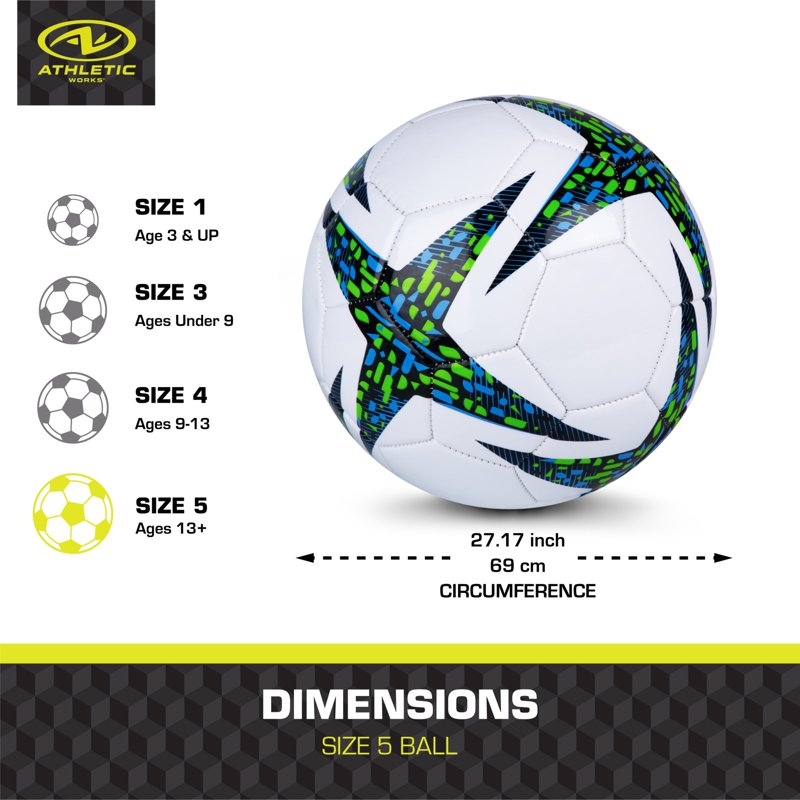 Athletic Works Size 5 Soccer Ball - Blue, Single (Variation: 5, Blue, Single)