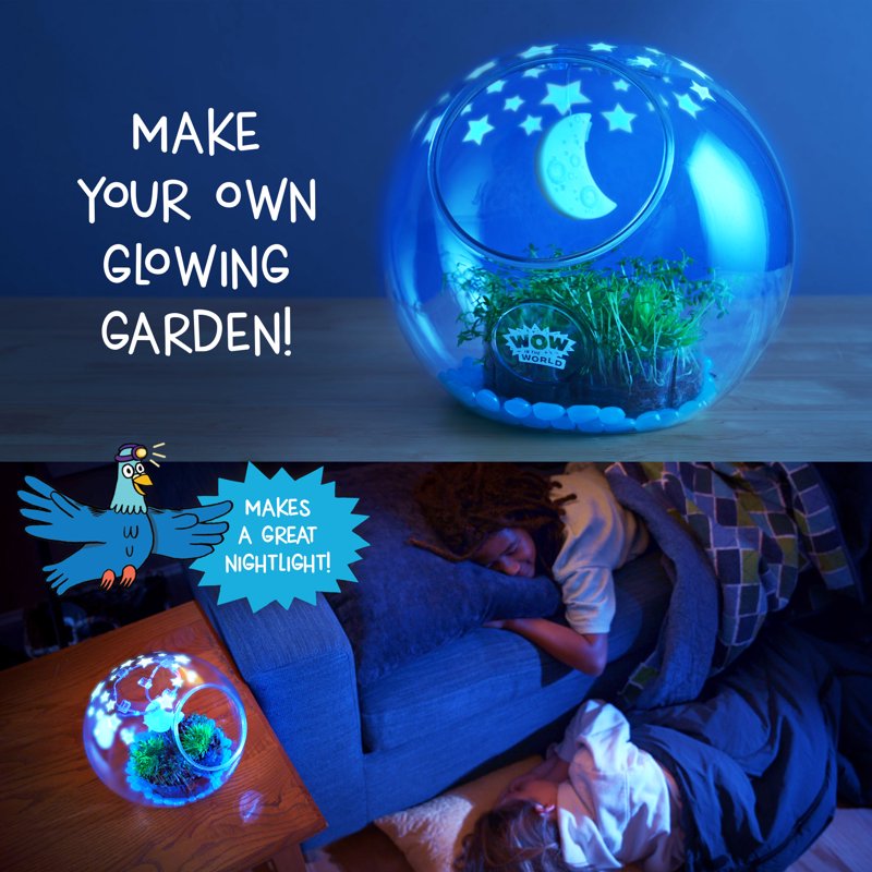 Kids Glowing Terrarium Kit with LED Lights and Real Plants — STEM Educational Toy