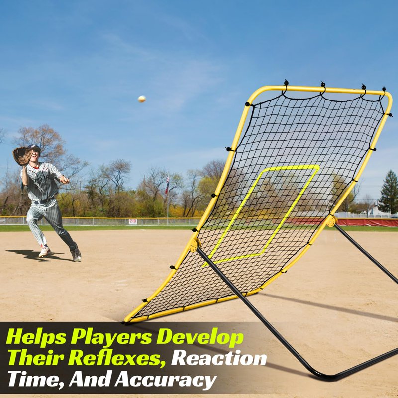 Baseball Rebound Net with 5 Adjustable Angles, 68 x 44 inches, Weather-Resistant Training Equipment