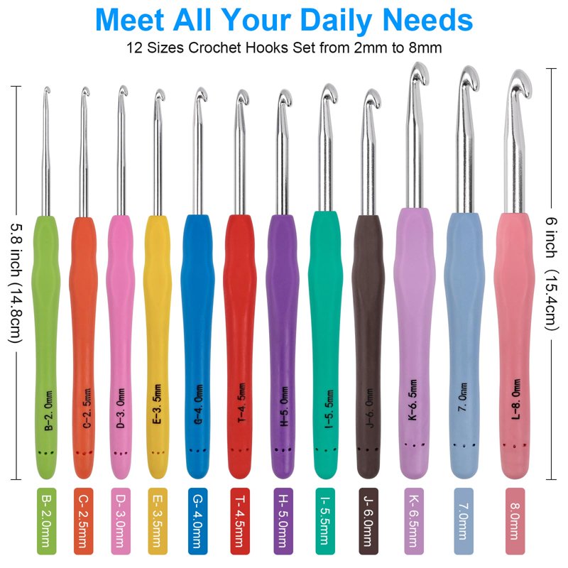 Crochet Hook Set with Ergonomic Handles 12 Sizes 41-Piece Yarn Kit for Beginners