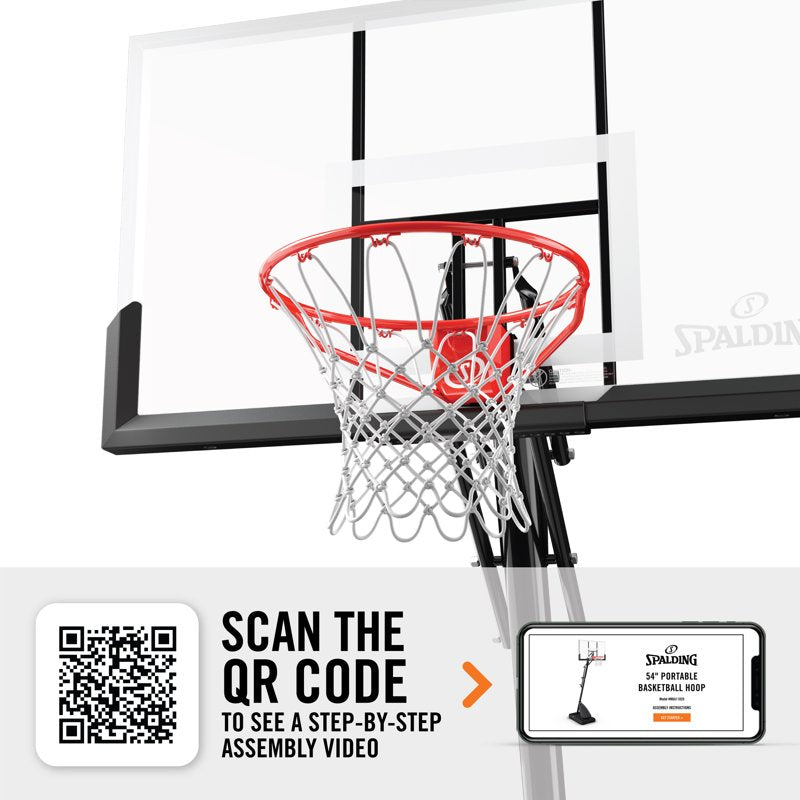 Portable 54-Inch Basketball Hoop System with Adjustable Height and Polycarbonate Backboard