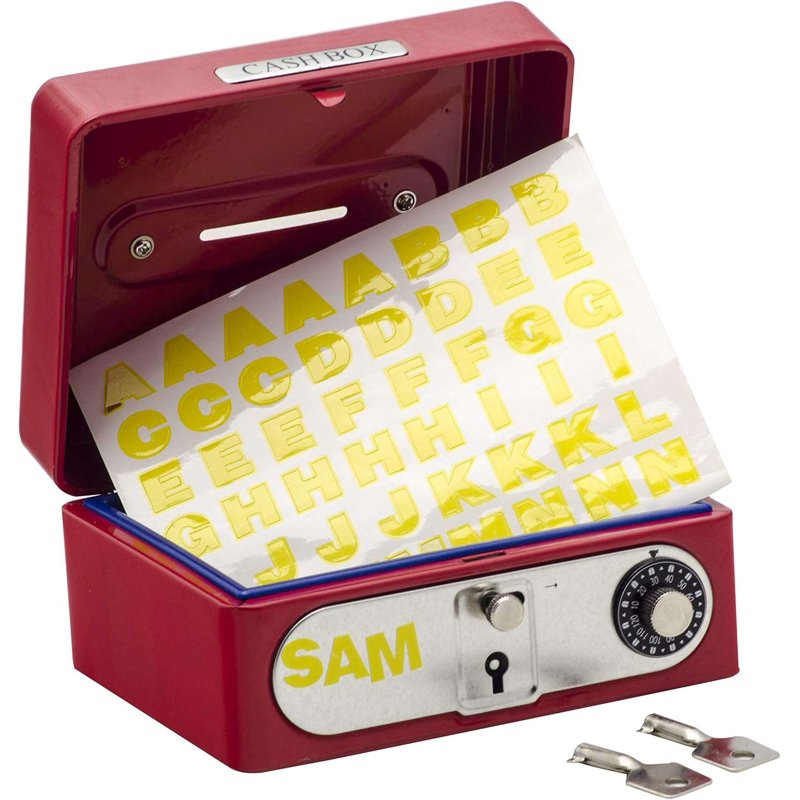 Red Metal Cash Box with Lock & Coin Slot - 6 x 6 x 4 Inches
