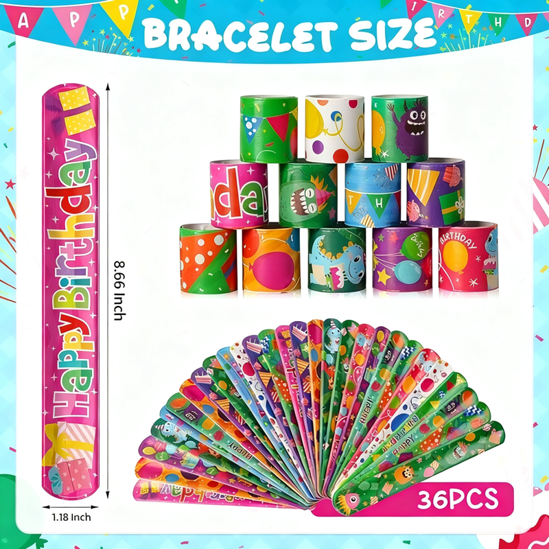 36Pcs Easter Slap Bracelets Set - Bunny, Egg & Flower Designs for Kids & Parties