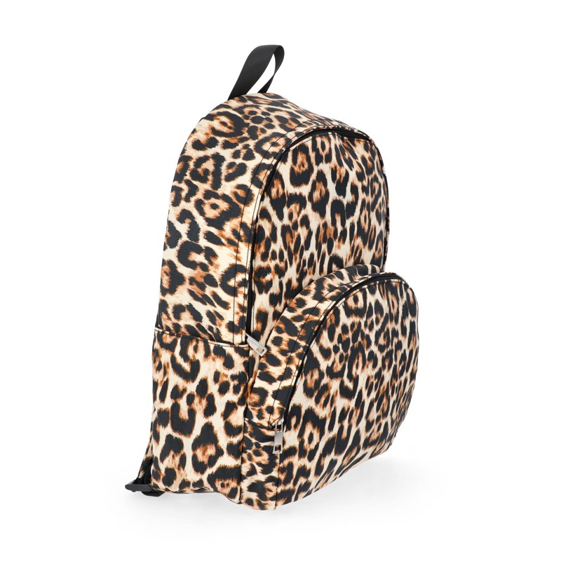 Women's Dome Backpack with Adjustable Straps and Multiple Pockets - Natural Leopard