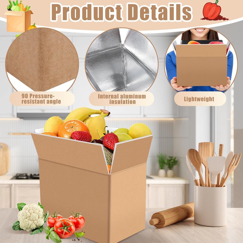Insulated Shipping Boxes 10 Pack for Frozen Food Cold Transport - Reusable Foil & Foam Liners