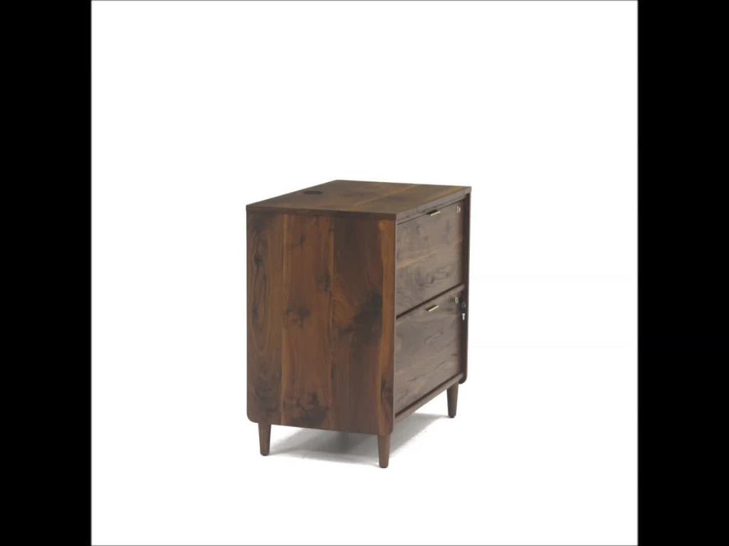 Sauder Clifford Place Lateral File Cabinet - Walnut Finish with Lock & Cords Pass-Through