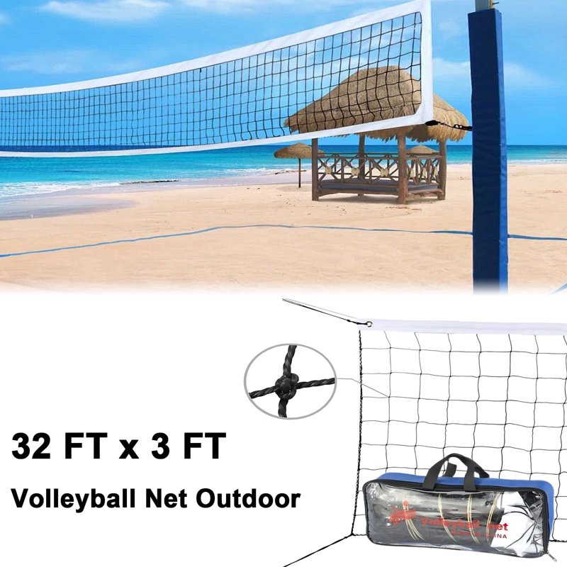 Outdoor Volleyball Net 32ft x 3ft Heavy Duty Beach & Backyard Volleyball Net