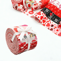 Precut Jelly Roll Fabric Strips Bundle for Quilting and Sewing - Pink Heart Design