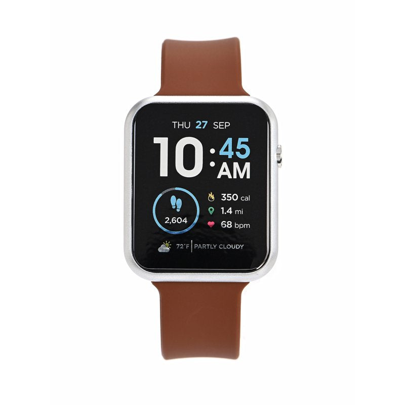 Unisex Rectangular Smart Watch with Silicone Strap - Fitness & Health Tracking