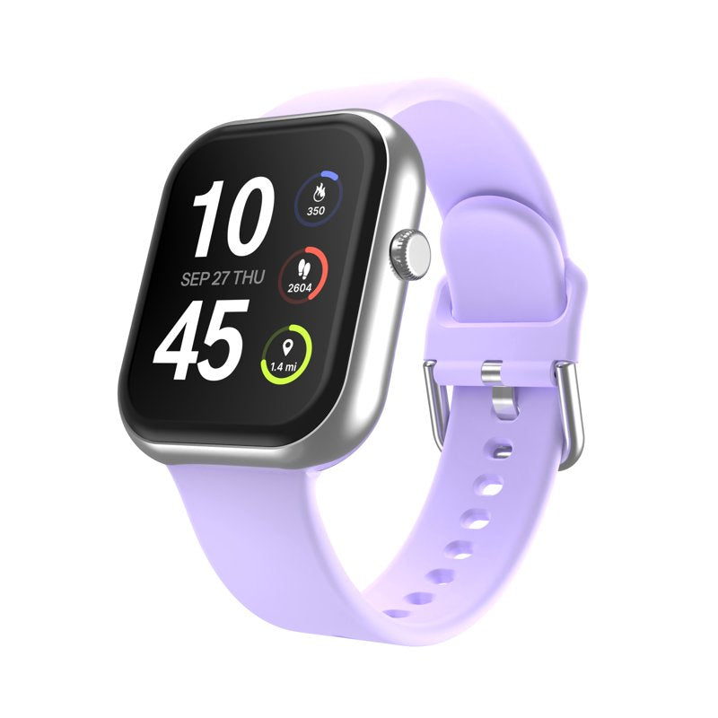 Unisex Rectangular Smart Watch with Silicone Strap - Fitness, Health & Notifications