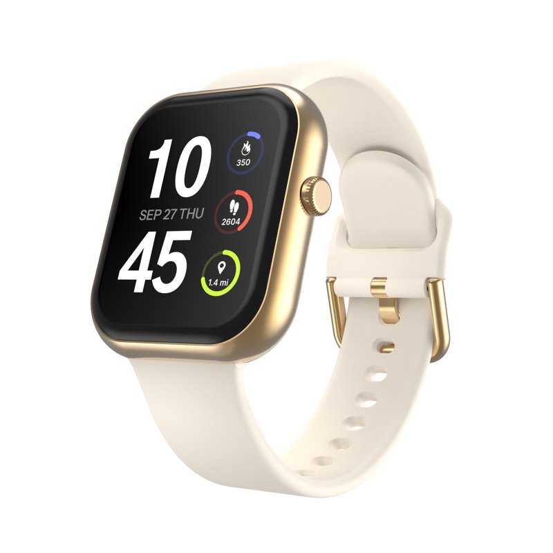 Unisex Rectangular Smart Watch with Silicone Strap – Fitness & Health Tracking