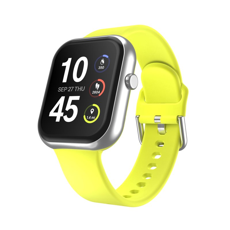 Unisex Rectangular Smart Watch with Interchangeable Silicone Strap
