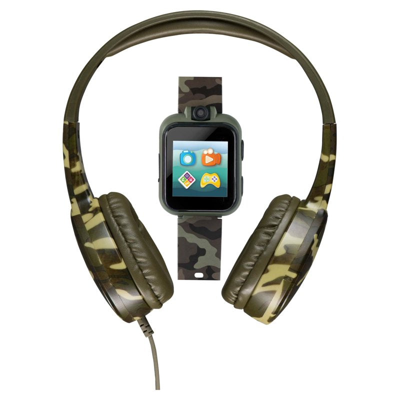 Kids Smartwatch with Headphones - Educational STEM Watch for Children, Green Camouflage