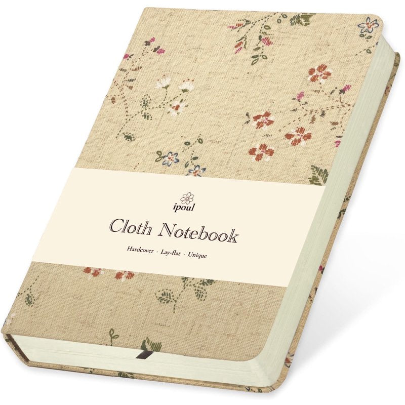 Floral Linen Notebook with Lay Flat Binding - Compact Sketchbook & Journal