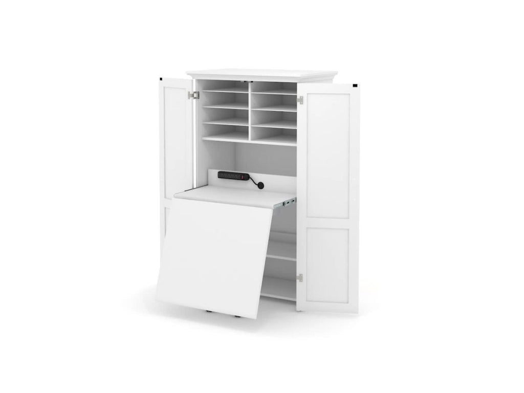 White Craft & Sewing Armoire with Drop Leaf Work Surface